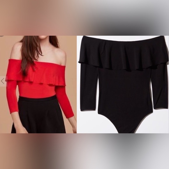 Aritzia Wilfred Free Black Off the Shoulder Long Sleeve Bodysuit - Picture 1 of 6
